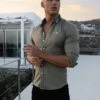 Merrick Fitted Stretch Shirt - Khaki Green 13 Merrick Fitted Stretch Shirt - Khaki Green -Blakely Clothing Store 1192Khaki1