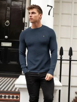 Olton Knit Jumper - Royal Blue -Blakely Clothing Store 1267GKhaki 01D