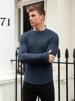 Olton Knit Jumper - Royal Blue -Blakely Clothing Store 1267GKhaki 04D