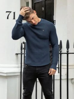 Olton Knit Jumper - Royal Blue -Blakely Clothing Store 1267GKhaki 06D