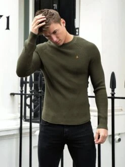 Olton Knit Jumper - Khaki Green -Blakely Clothing Store 1267GKhaki 10D 676b0789 04d5 49bd bc06 11dd973d6e76