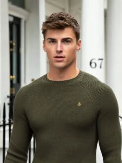 Olton Knit Jumper - Khaki Green -Blakely Clothing Store 1267GKhaki 11D b6370852 c977 4893 a751 f2e245084544