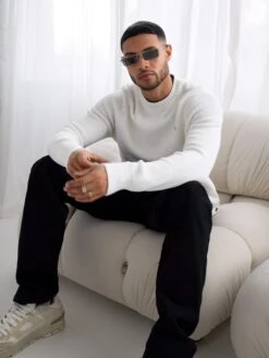 Olton Knit Jumper - White -Blakely Clothing Store 1267GWhite 01D