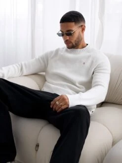 Olton Knit Jumper - White -Blakely Clothing Store 1267GWhite 03D