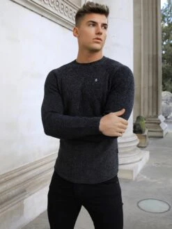 Olton Knit Jumper - Charcoal -Blakely Clothing Store 1267OltonDGrey3D