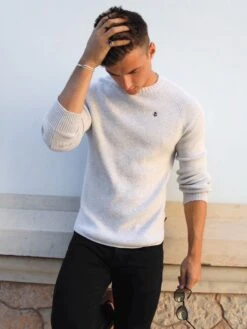 Olton Knit Jumper - Marl White 11 Olton Knit Jumper - Marl White -Blakely Clothing Store 1267OltonMarlWhitePortugal4D