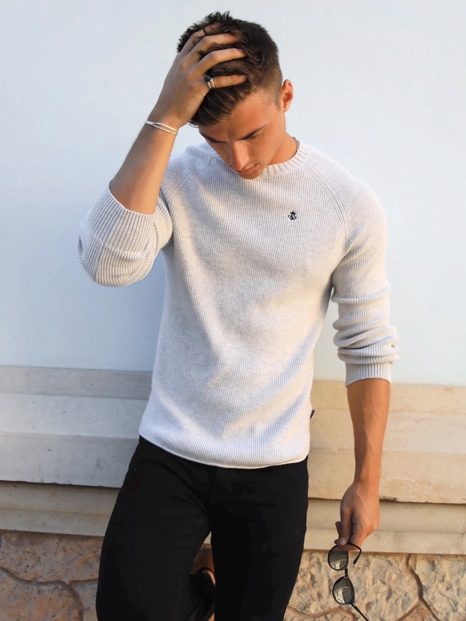 Olton Knit Jumper - Marl White 5 Olton Knit Jumper - Marl White - Image 5