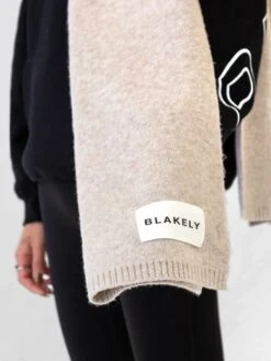 Label Knitted Scarf - Toasted Taupe -Blakely Clothing Store 133BEIGE 01D