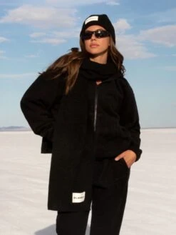 Label Knitted Scarf - Black 8 Label Knitted Scarf - Black -Blakely Clothing Store 133blackD