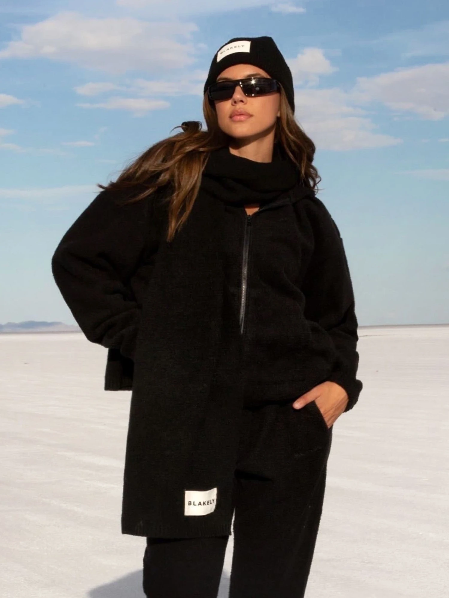 Label Knitted Scarf - Black 3 Label Knitted Scarf - Black - Image 3