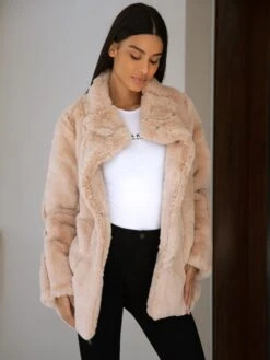 Marlowe Coat - Pink -Blakely Clothing Store 1731PinkFauxFurCoat2D