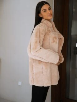 Marlowe Coat - Pink -Blakely Clothing Store 1731PinkFauxFurCoat5D