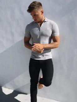 Aspen Polo - Stone -Blakely Clothing Store 1804Zip UpPoloStone3D