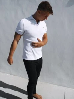 Aspen Polo - White -Blakely Clothing Store 1804Zip UpPoloWhite4D