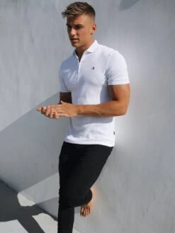 Aspen Polo - White -Blakely Clothing Store 1804Zip UpPoloWhite5D