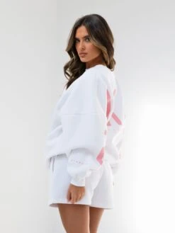 Isabel Oversized Jumper - White & Pink -Blakely Clothing Store 1846AWHITE05D