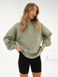 Isabel Oversized Jumper - Olive -Blakely Clothing Store 1846BOlive4D