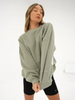 Isabel Oversized Jumper - Olive -Blakely Clothing Store 1846BOlive5D