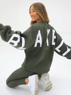 Isabel Oversized Jumper - Dark Khaki Green -Blakely Clothing Store 1846GkhakigreenD 3