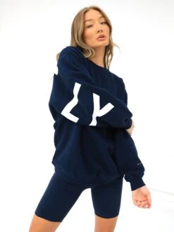 Isabel Oversized Jumper - Navy Blue -Blakely Clothing Store 1846GnavyD 1