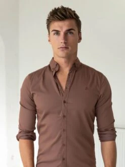 Burnham Fitted Stretch Shirt - Burgundy -Blakely Clothing Store 1852Burgundy 06D