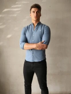 Manarola Shirt - Blue 11 Manarola Shirt - Blue -Blakely Clothing Store 1855ABlue 02D