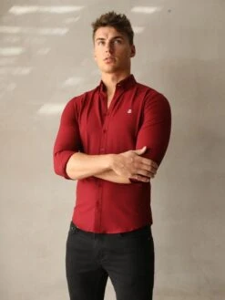 Carter Long Sleeve Shirt - Burgundy -Blakely Clothing Store 1855ABurgundy 02D