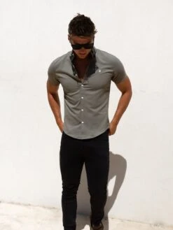 Merrick Short Sleeve Shirt - Khaki Green -Blakely Clothing Store 1855SKHAKID 4