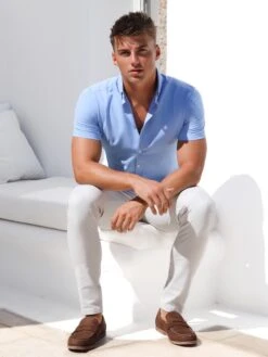 Canberra Short Sleeve Shirt - Light Blue -Blakely Clothing Store 1855SLBLUEeD