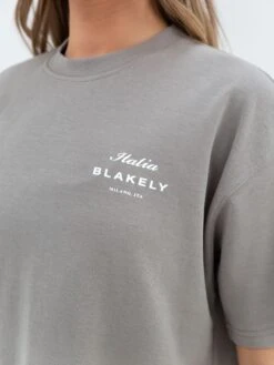 Italia Oversized T-Shirt - Stone Grey 10 Italia Oversized T-Shirt - Stone Grey -Blakely Clothing Store 196BWGrey 01D