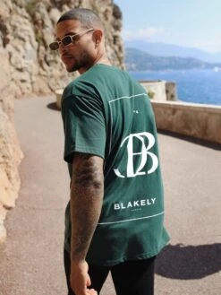 Riviera Initial Relaxed T-Shirt - Dark Green -Blakely Clothing Store 196CDARKGREEND 2