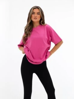 Isabel Oversized T-Shirt - Hot Pink -Blakely Clothing Store 196IWHOTPINK05D
