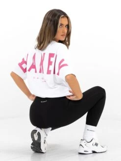 Isabel Oversized T-Shirt - White & Hot Pink -Blakely Clothing Store 196IWWHITE HOTPINK03D