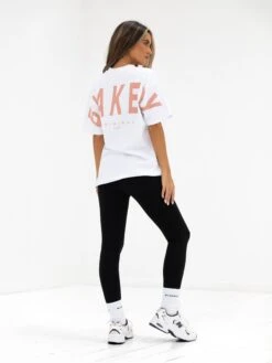 Isabel Oversized T-Shirt - White & Peach Pink -Blakely Clothing Store 196IWWHITE PEACH01D