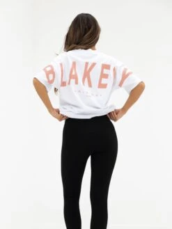 Isabel Oversized T-Shirt - White & Peach Pink -Blakely Clothing Store 196IWWHITE PEACH02D