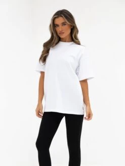 Isabel Oversized T-Shirt - White & Peach Pink -Blakely Clothing Store 196IWWHITE PEACH03D