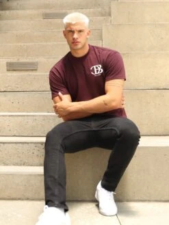 Initial Relaxed T-Shirt - Dark Burgundy -Blakely Clothing Store 197CB2DARKBURGUNDY03D