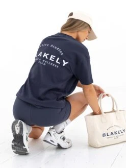 Curved Active Studios Oversized T-Shirt - True Navy -Blakely Clothing Store 197CTRUENAVY05D