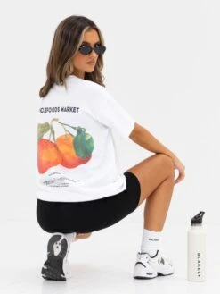 Orla Orange Oversized T-Shirt - White