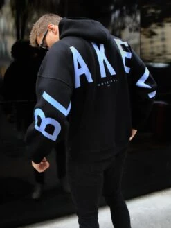 Members Idris Oversized Hoodie - Black & Blue