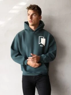Teal Green Men's Relaxed Fit Hoodie - Revolve Geometric Graphic Streetwear 7 Teal Green Men's Relaxed Fit Hoodie - Revolve Geometric Graphic Streetwear -Blakely Clothing Store 2011MTealGreen 02D