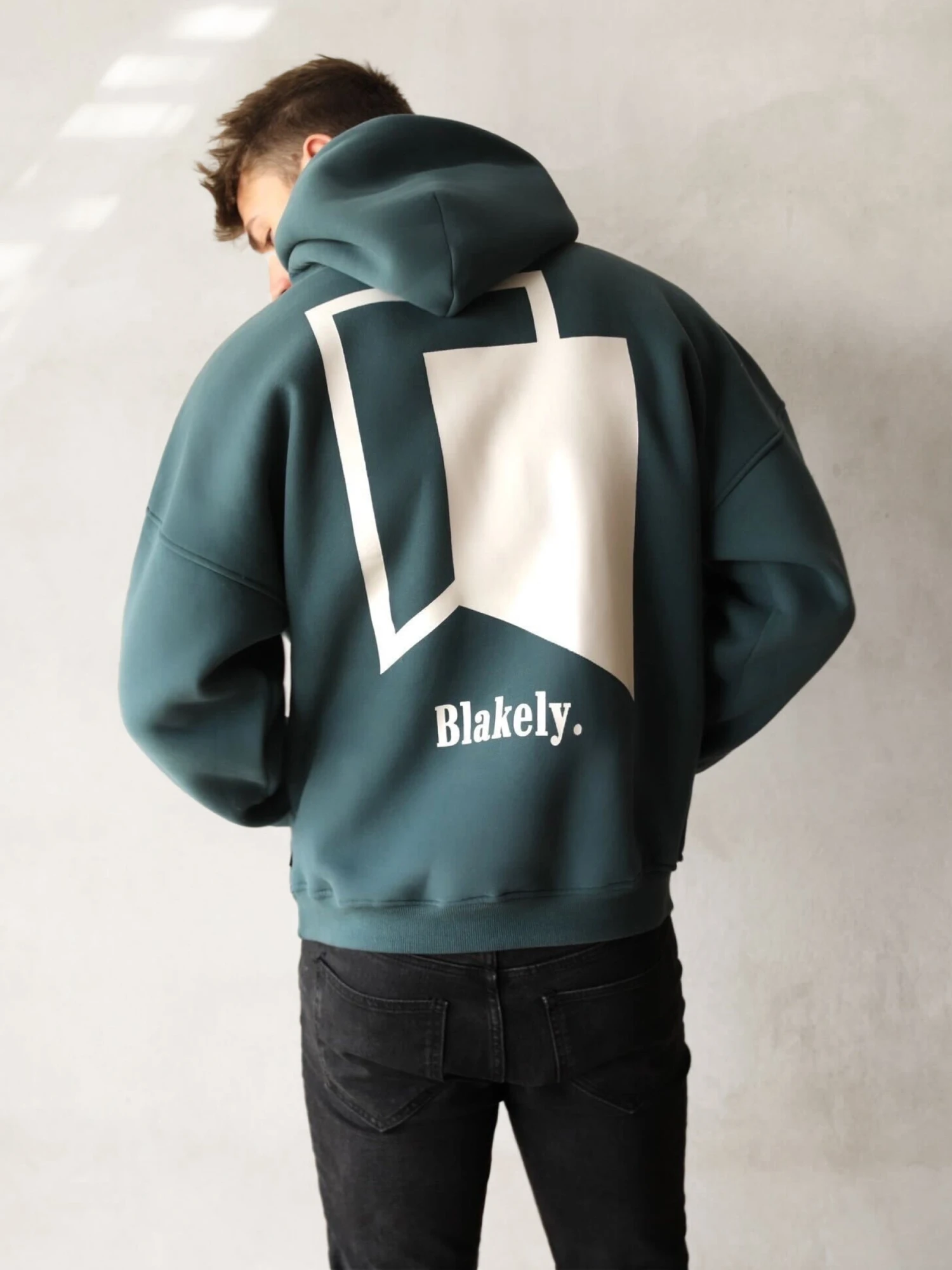 Teal Green Men's Relaxed Fit Hoodie - Revolve Geometric Graphic Streetwear 5 Teal Green Men's Relaxed Fit Hoodie - Revolve Geometric Graphic Streetwear - Image 5