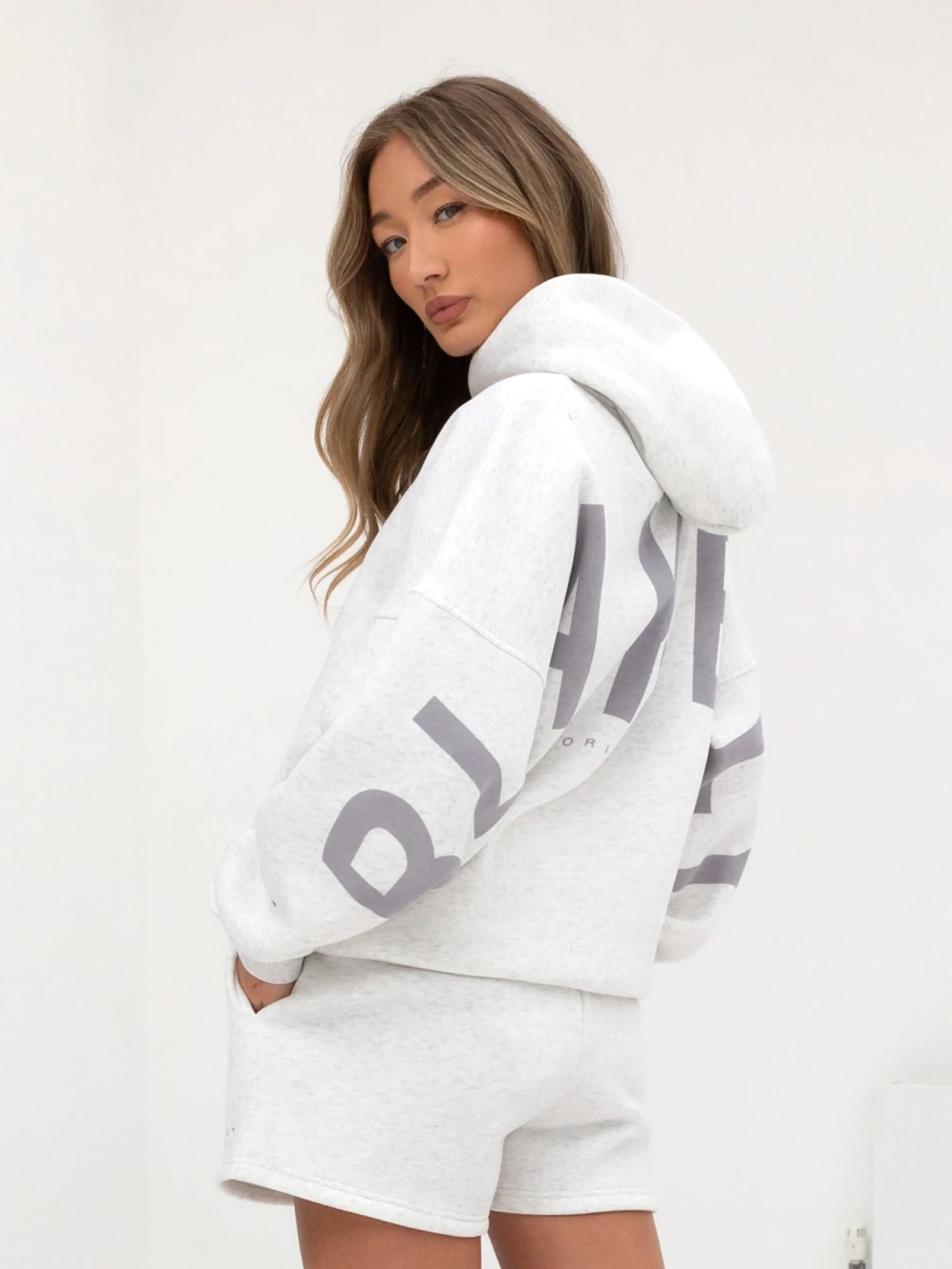 Isabel Oversized Hoodie - Marl White And Pale Lilac 1 Isabel Oversized Hoodie - Marl White And Pale Lilac
