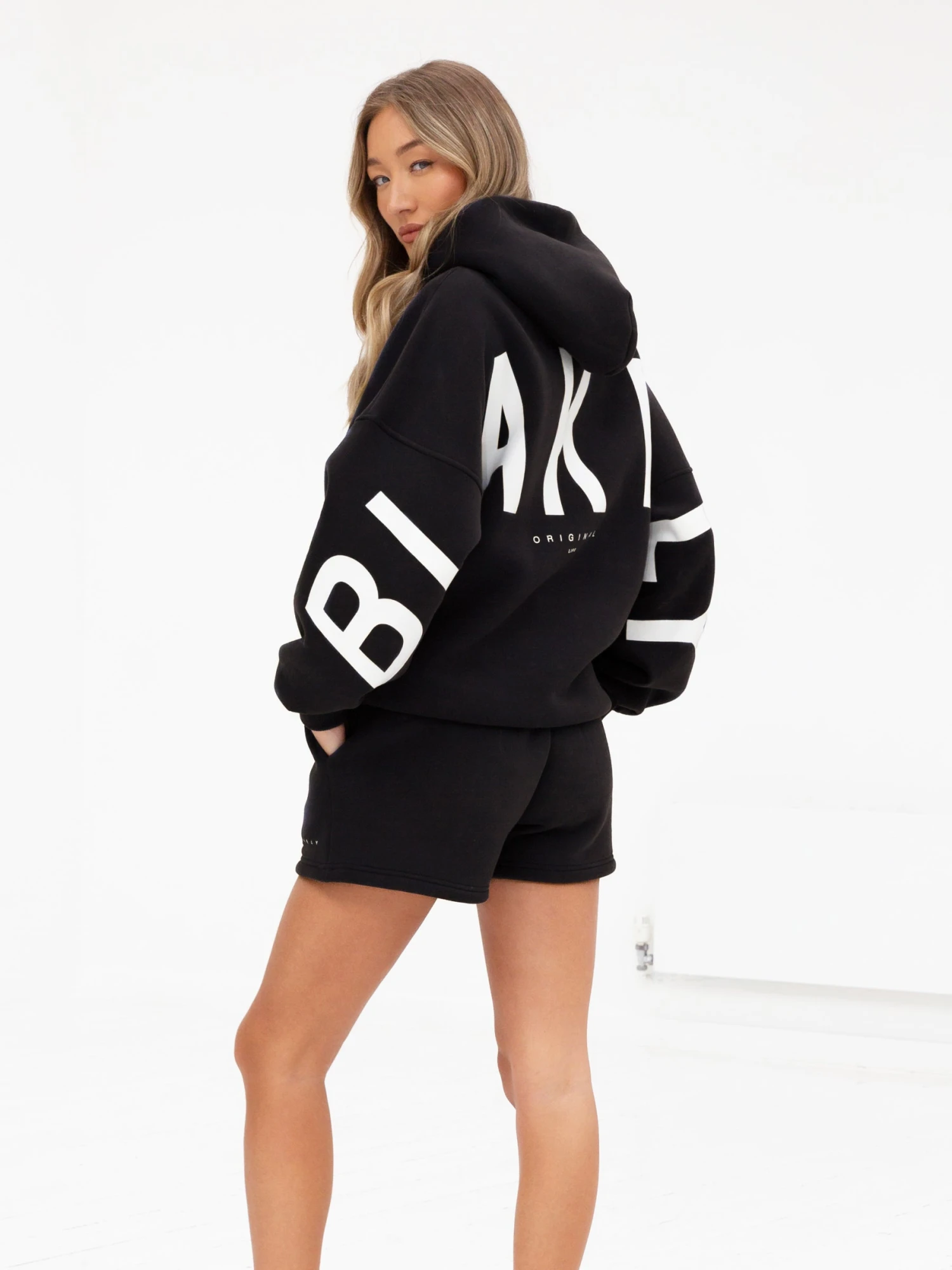 Isabel Hoodie & Jogger Shorts Set - Black 2 Isabel Hoodie & Jogger Shorts Set - Black - Image 2