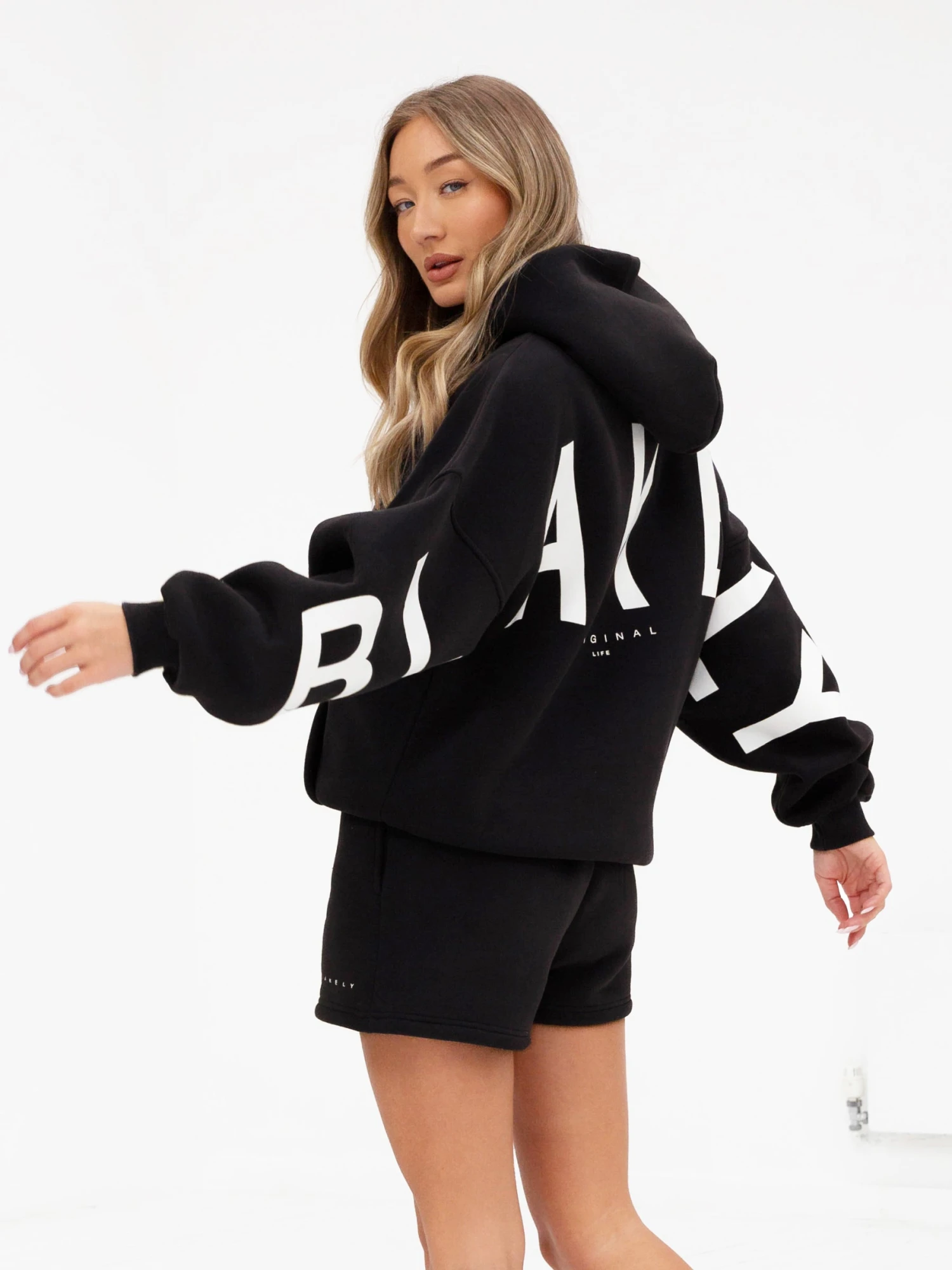 Isabel Hoodie & Jogger Shorts Set - Black 3 Isabel Hoodie & Jogger Shorts Set - Black - Image 3