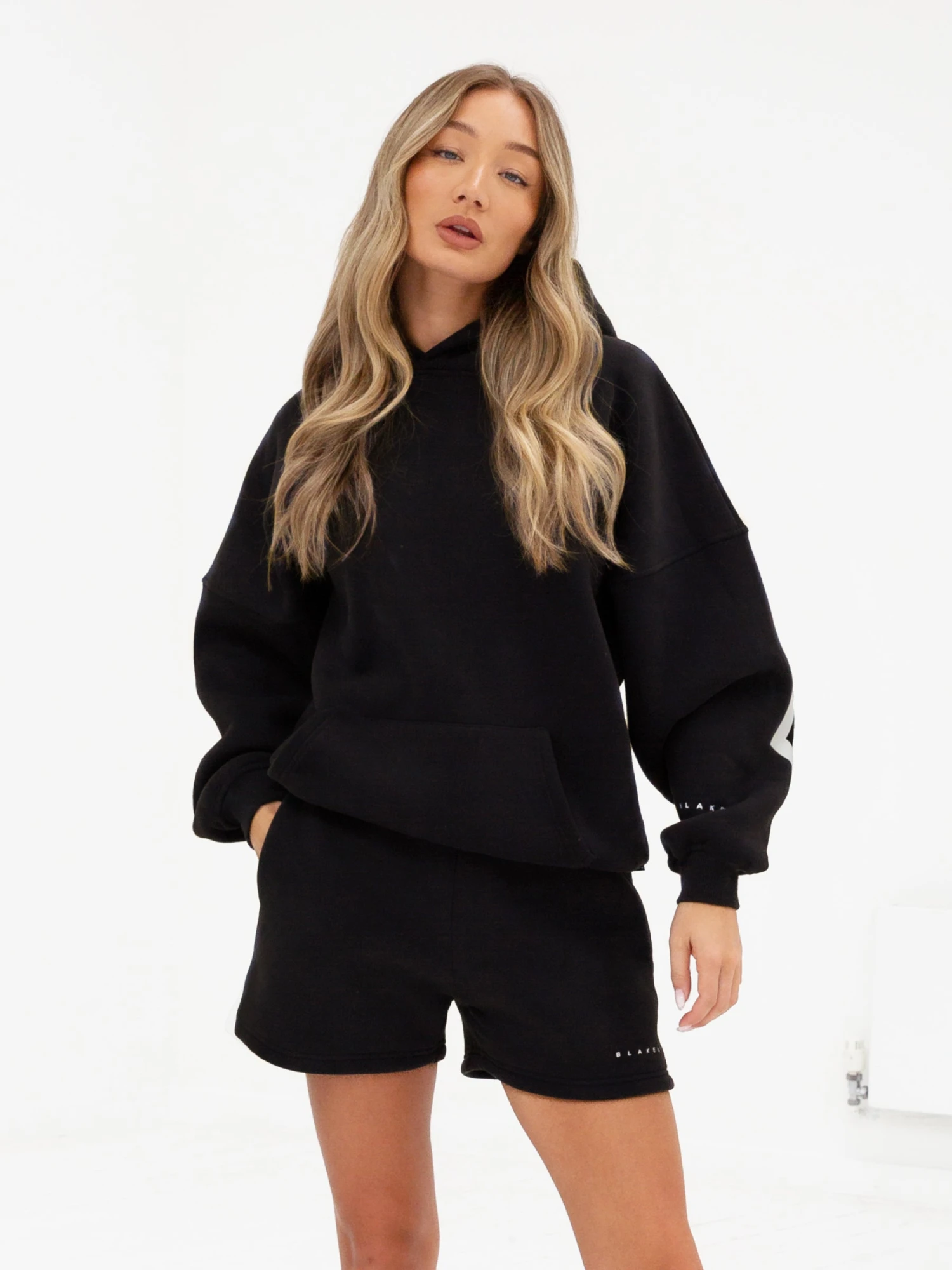 Isabel Hoodie & Jogger Shorts Set - Black 4 Isabel Hoodie & Jogger Shorts Set - Black - Image 4