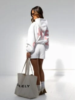 Isabel Oversized Hoodie - White & Pink -Blakely Clothing Store 2012WWHITE01D