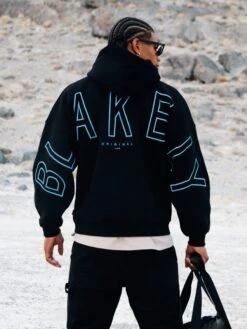 Embroidered Idris Oversized Hoodie - Electric Blue