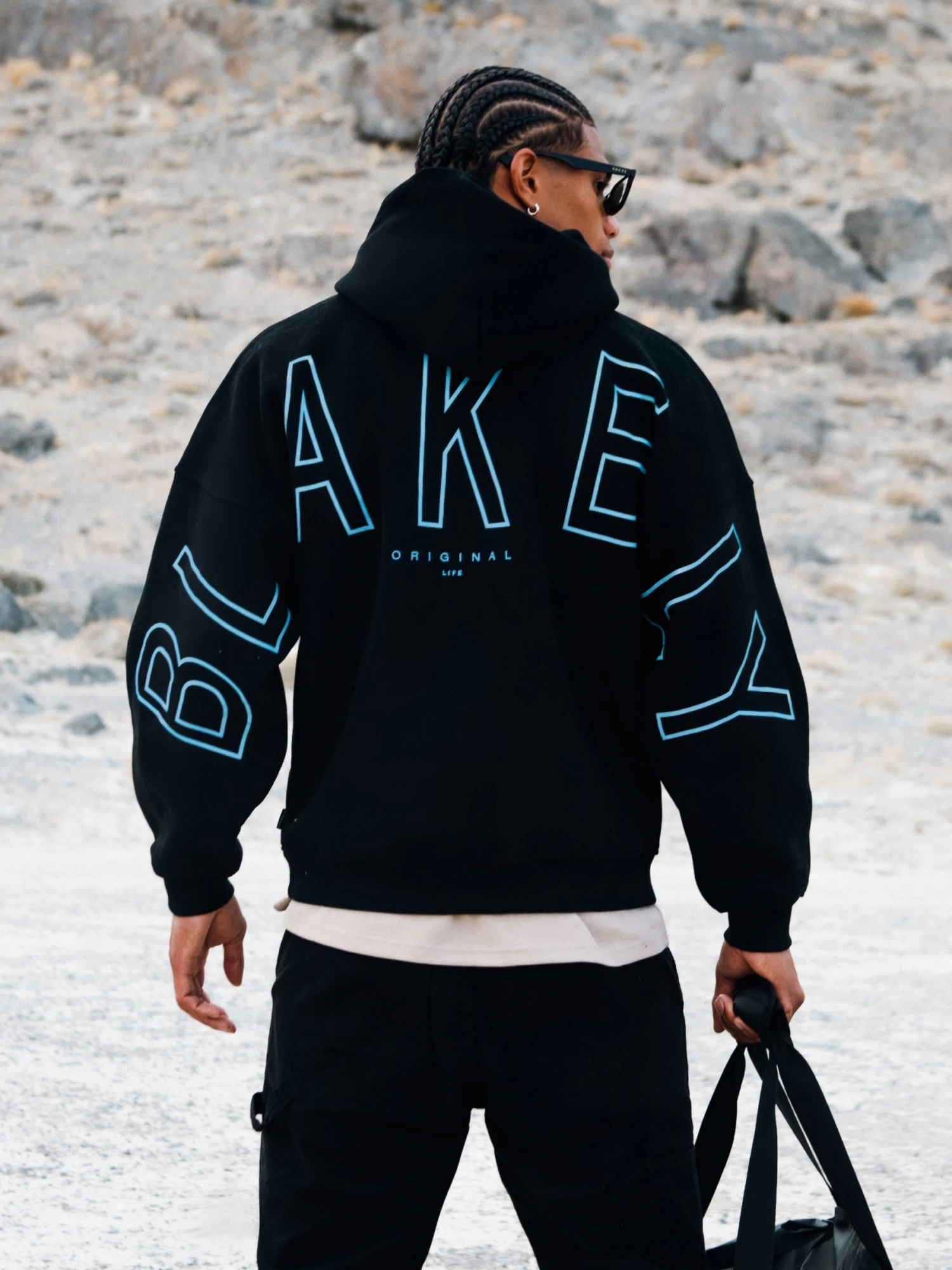 Embroidered Idris Oversized Hoodie - Electric Blue 1 Embroidered Idris Oversized Hoodie - Electric Blue