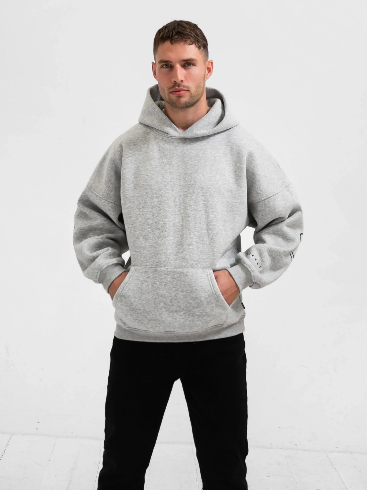 Outline Idris Oversized Hoodie - Marl Grey 6 Outline Idris Oversized Hoodie - Marl Grey - Image 6